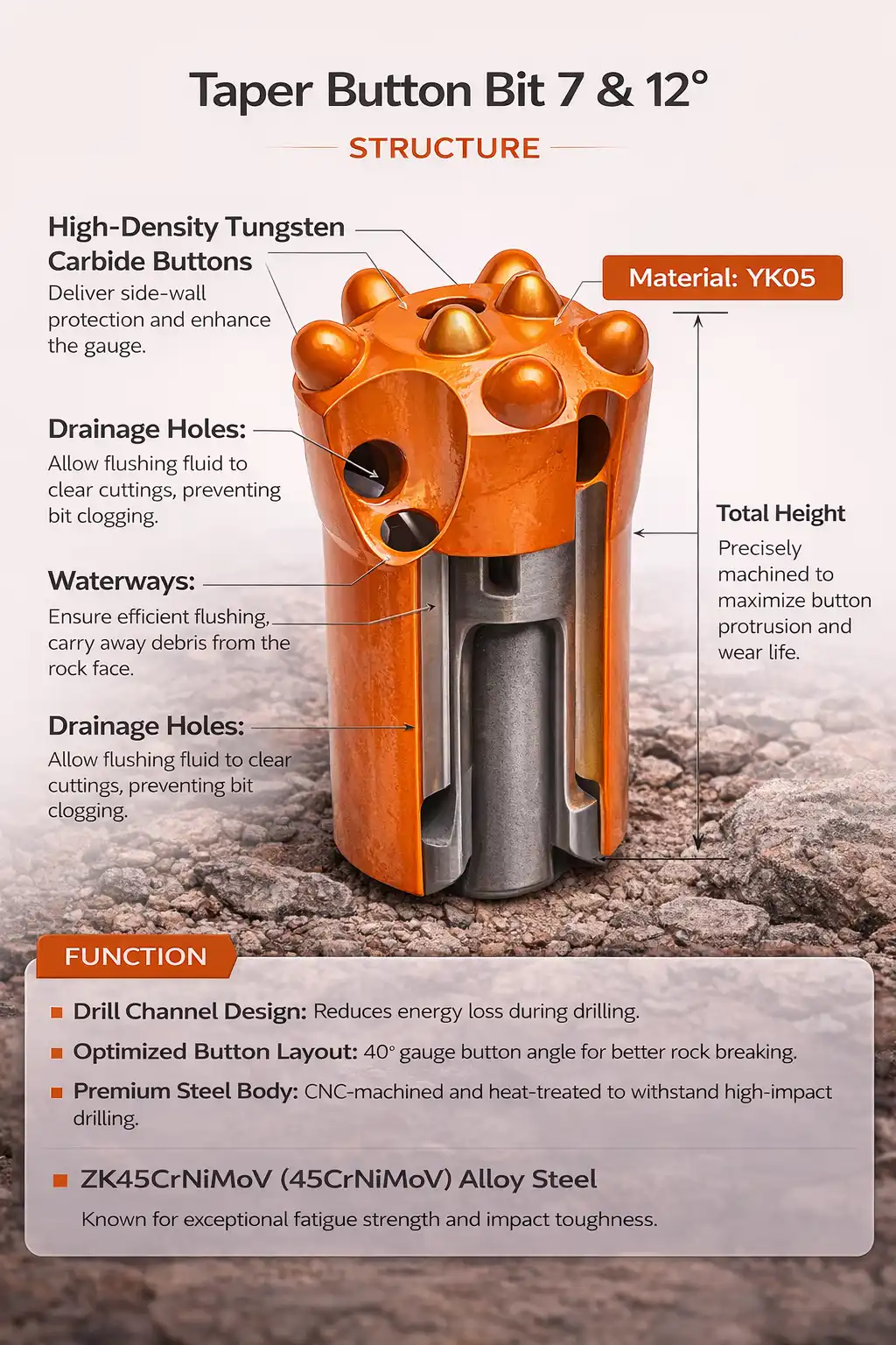 Taper Button Bits Structure & Function