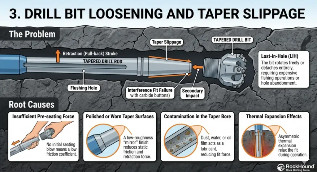 Drill Bit Loosening and Taper Slippage