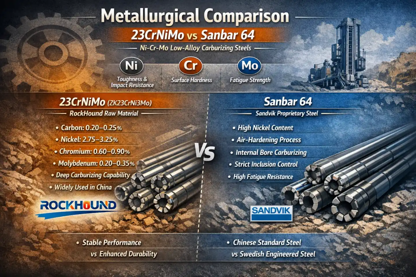 Material Comparison-23CrNiMo vs Sanbar64