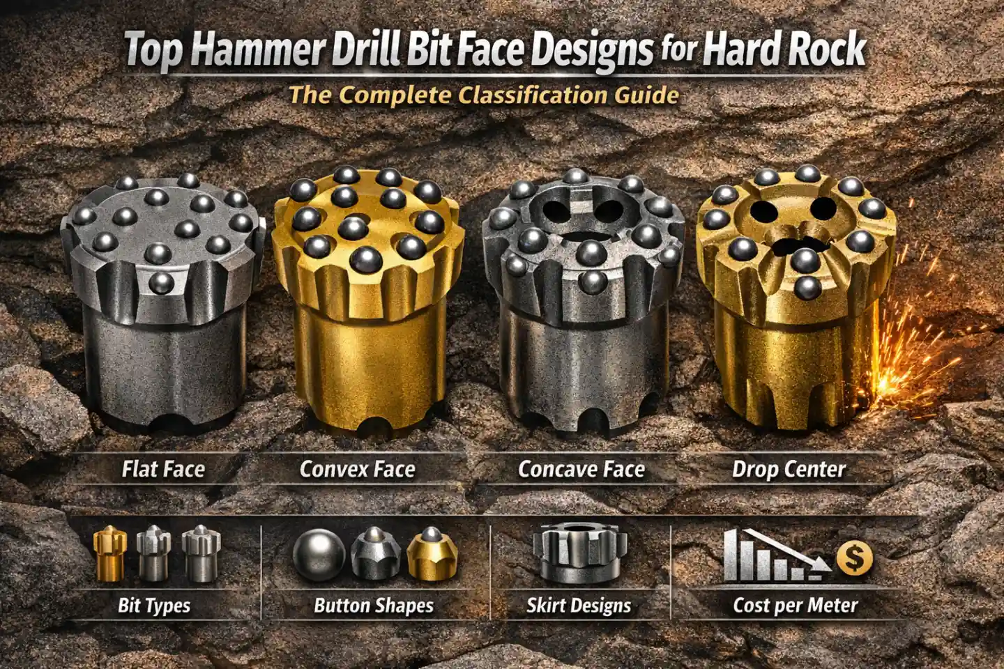 Top Hammer Drill Bit Types Face Design & Button Shape