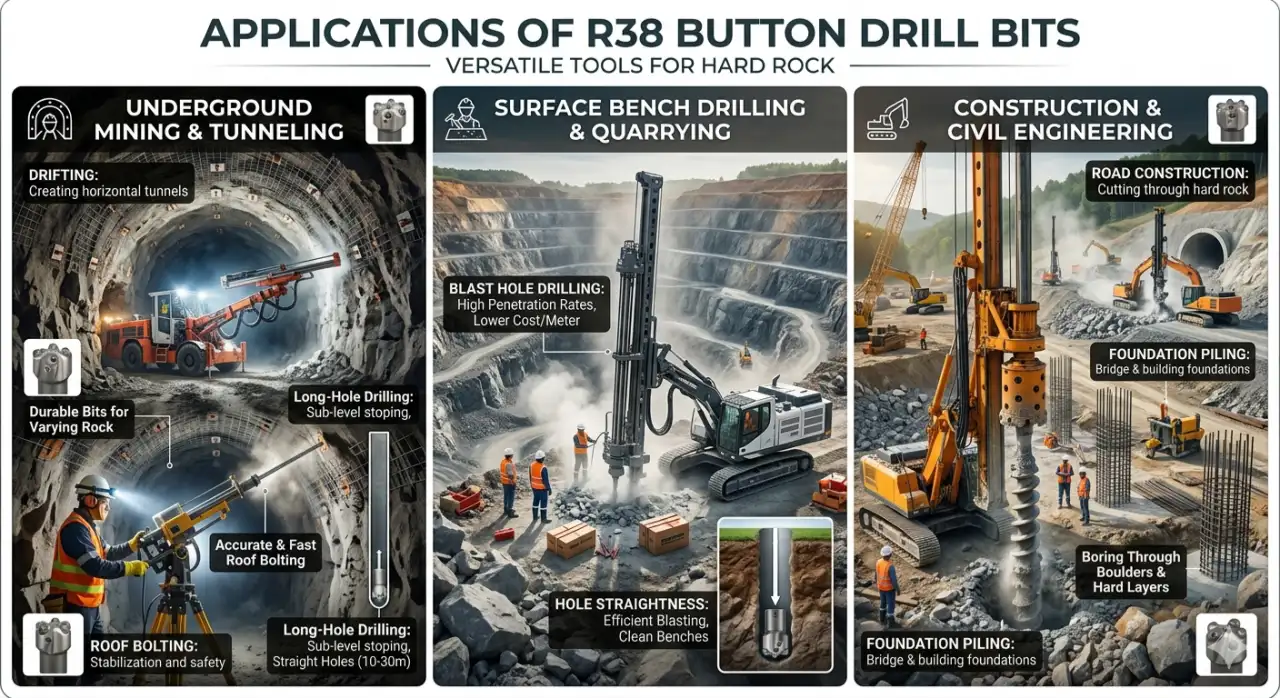 Applications of R38 Button Drill Bits
