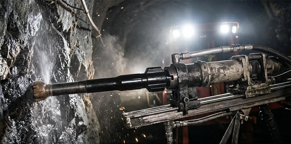 YYG90 Shank Adapter On Pneumatic Rotary Guide Rail Rock Drilling