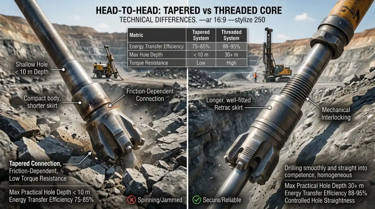 Tapered vs Threaded Button Drill BIts Technical Differences
