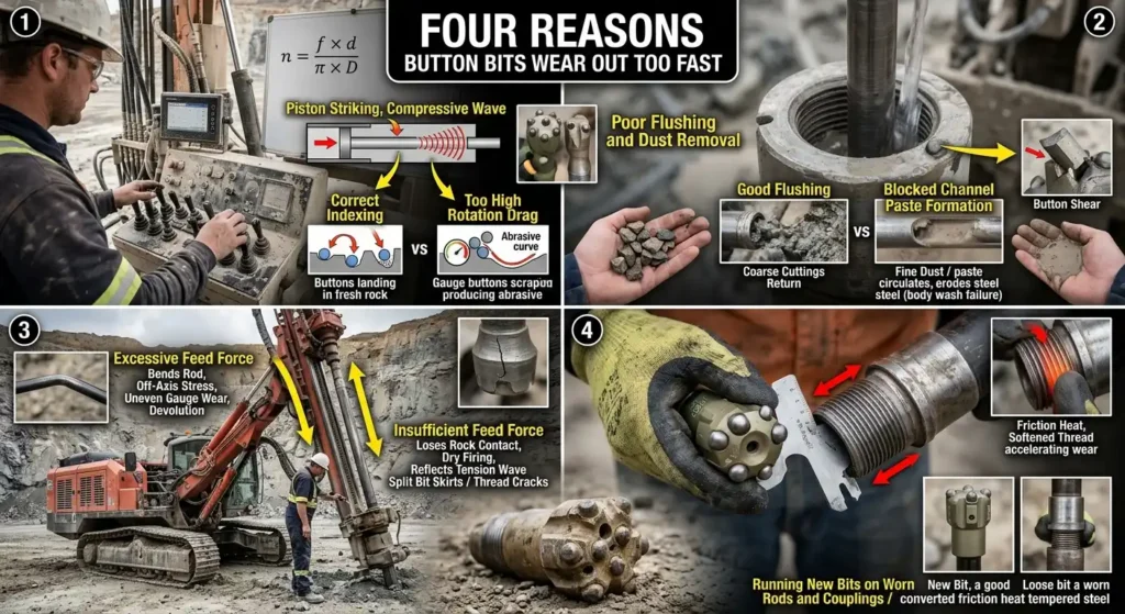 Four Reasons Button Bits Wear Out Too Fast